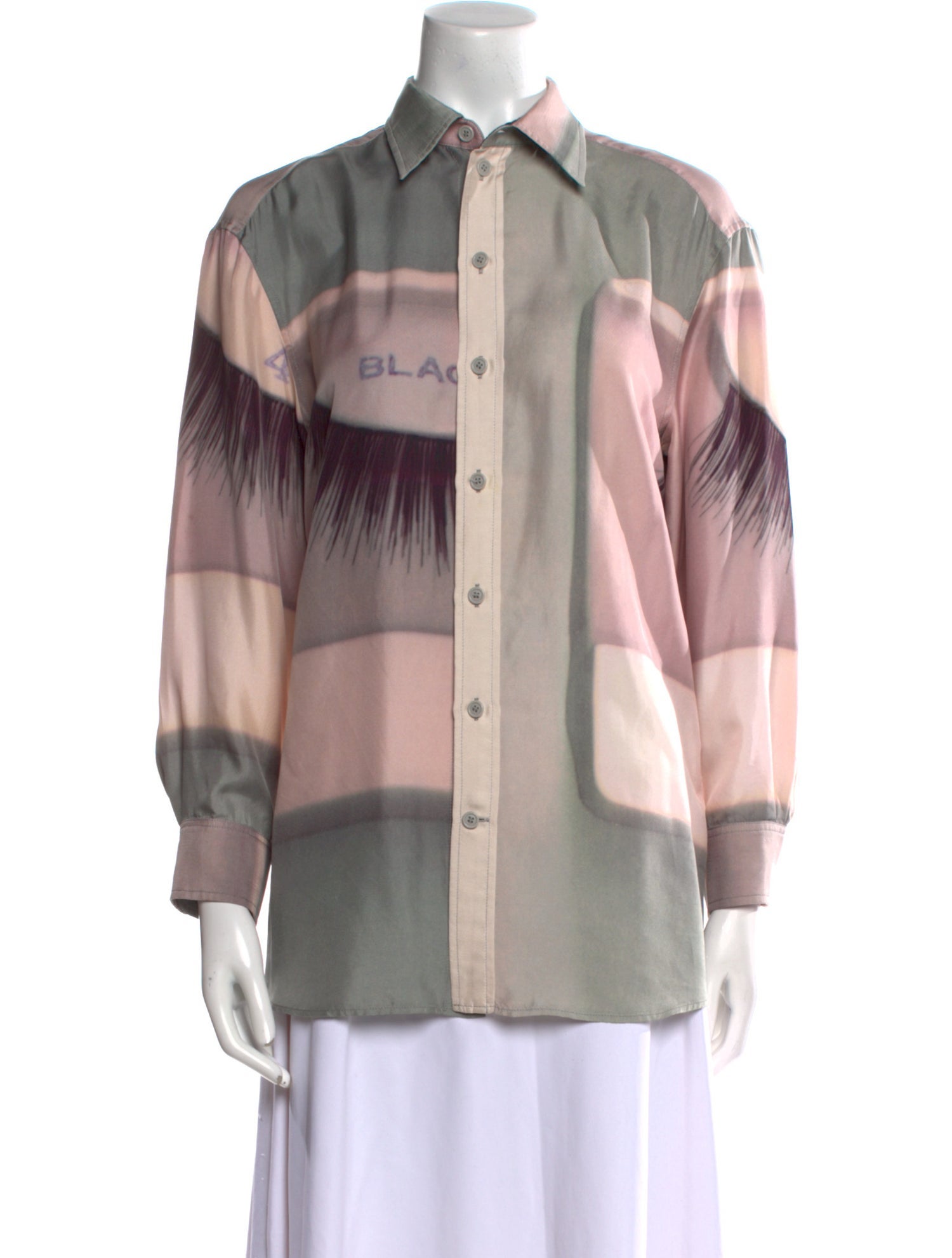 Celine Silk Printed Button-Up Top