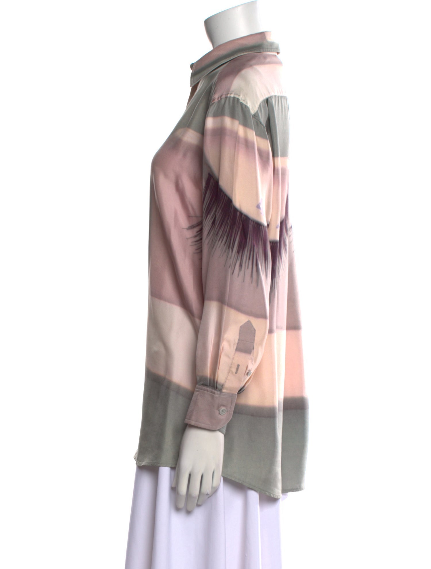 Celine Silk Printed Button-Up Top