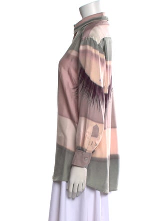Celine Silk Printed Button-Up Top
