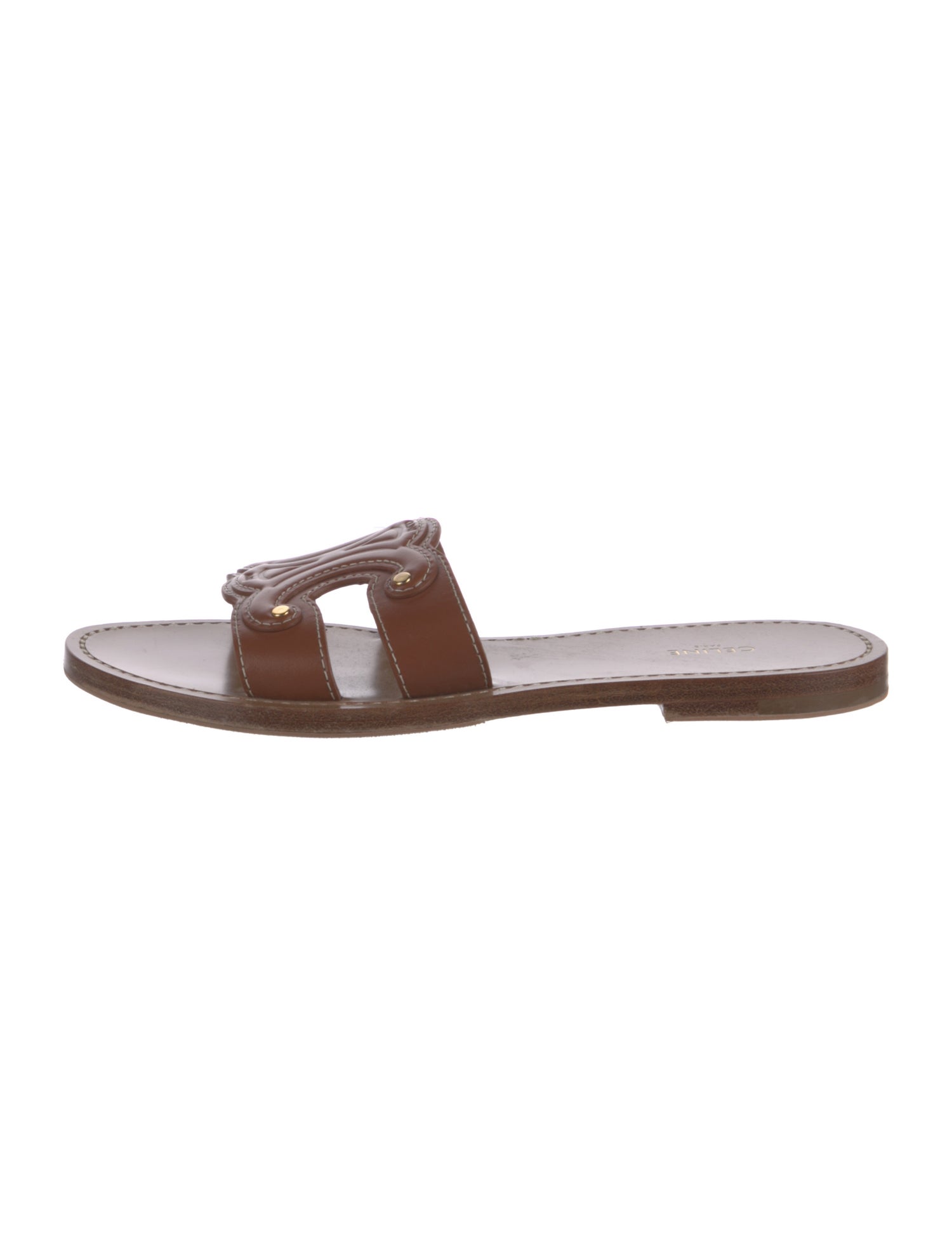 Celine Triomphe Leather Slides