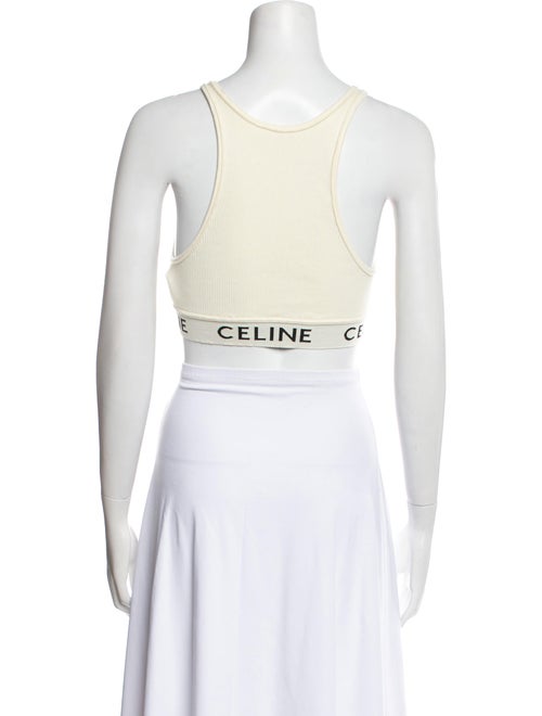 Celine Graphic Print Scoop Neck Crop Top