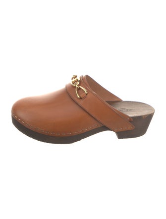 Celine Leather Chain-Link Accents Mules