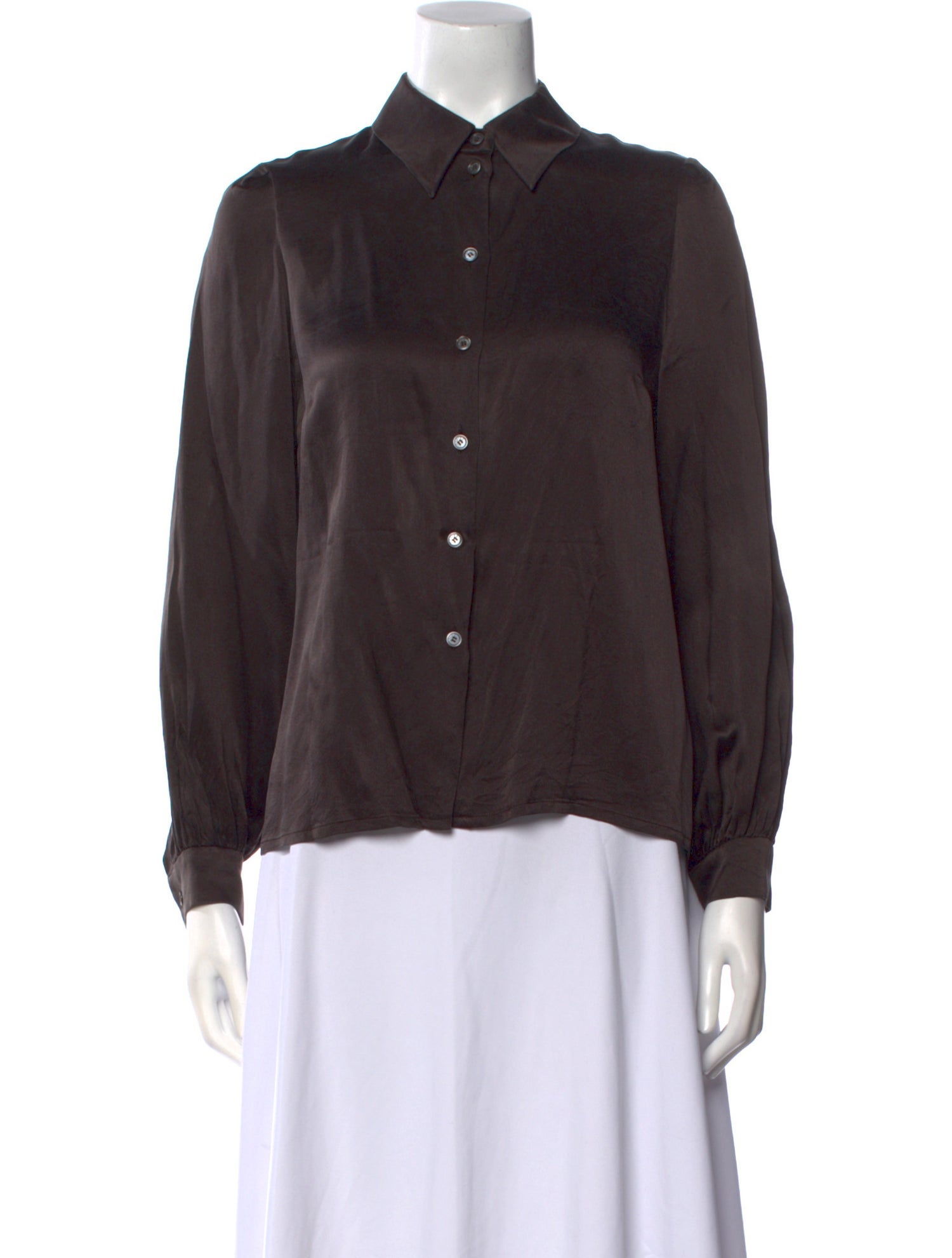 Celine Silk Long Sleeve Button-Up Top