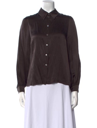 Celine Silk Long Sleeve Button-Up Top