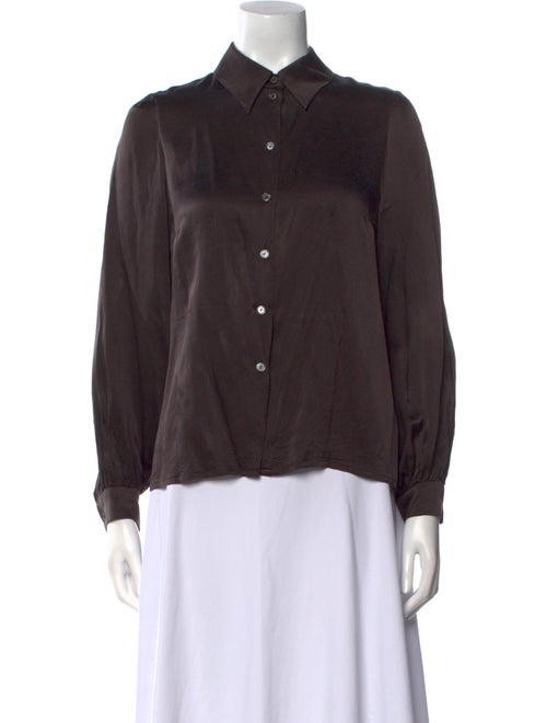Celine Silk Long Sleeve Button-Up Top