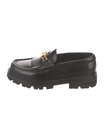 Celine Leather Fringe Trim Accent Loafers