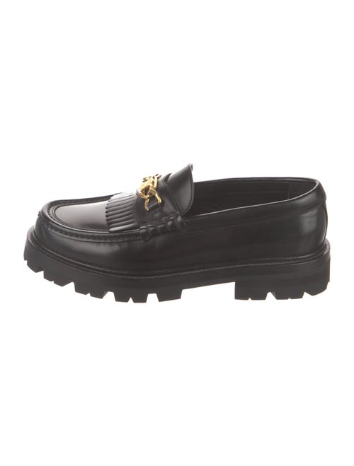 Celine Leather Fringe Trim Accent Loafers