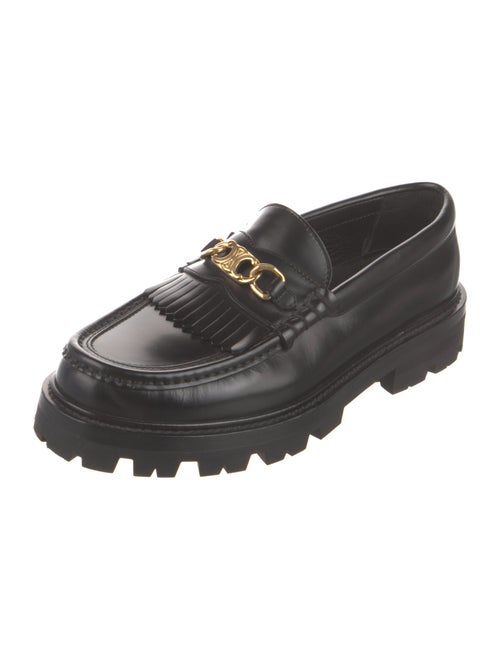 Celine Leather Fringe Trim Accent Loafers