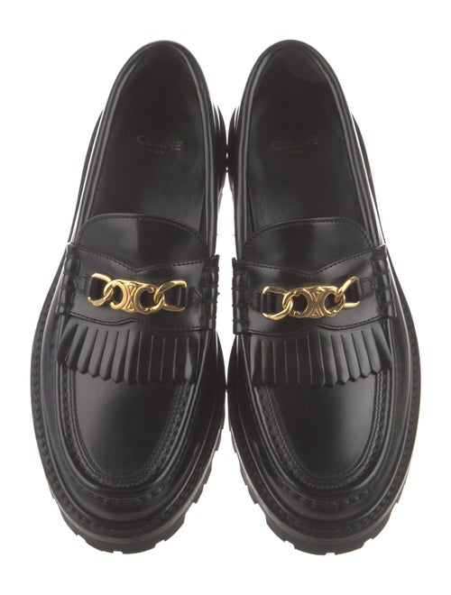 Celine Leather Fringe Trim Accent Loafers