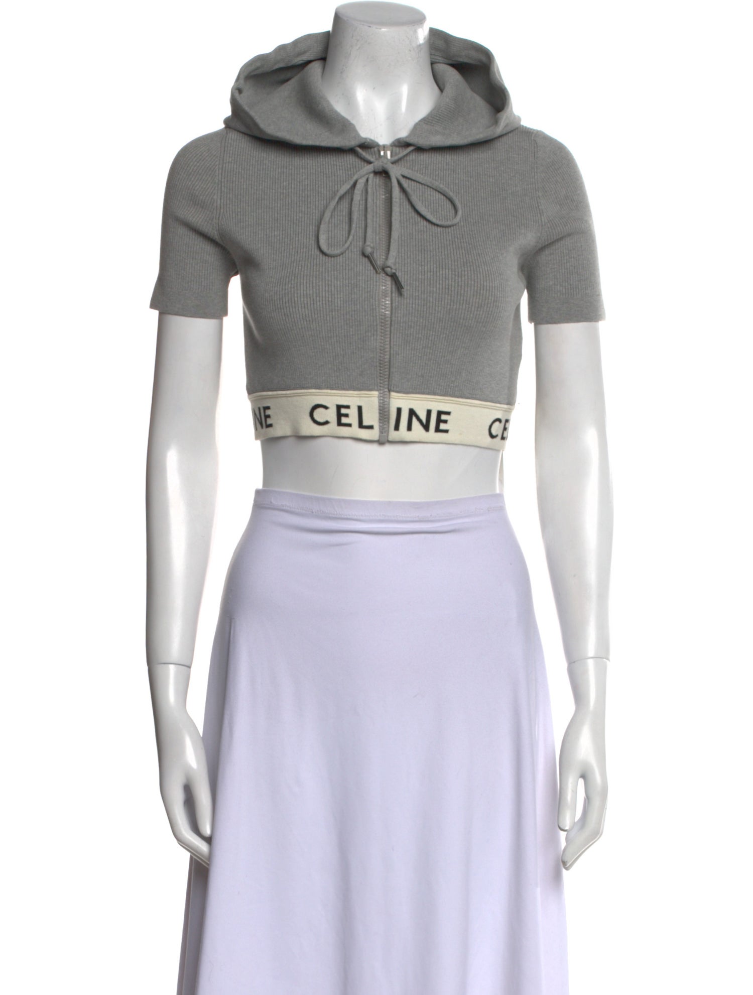 Celine Tie Neck Short Sleeve Crop Top