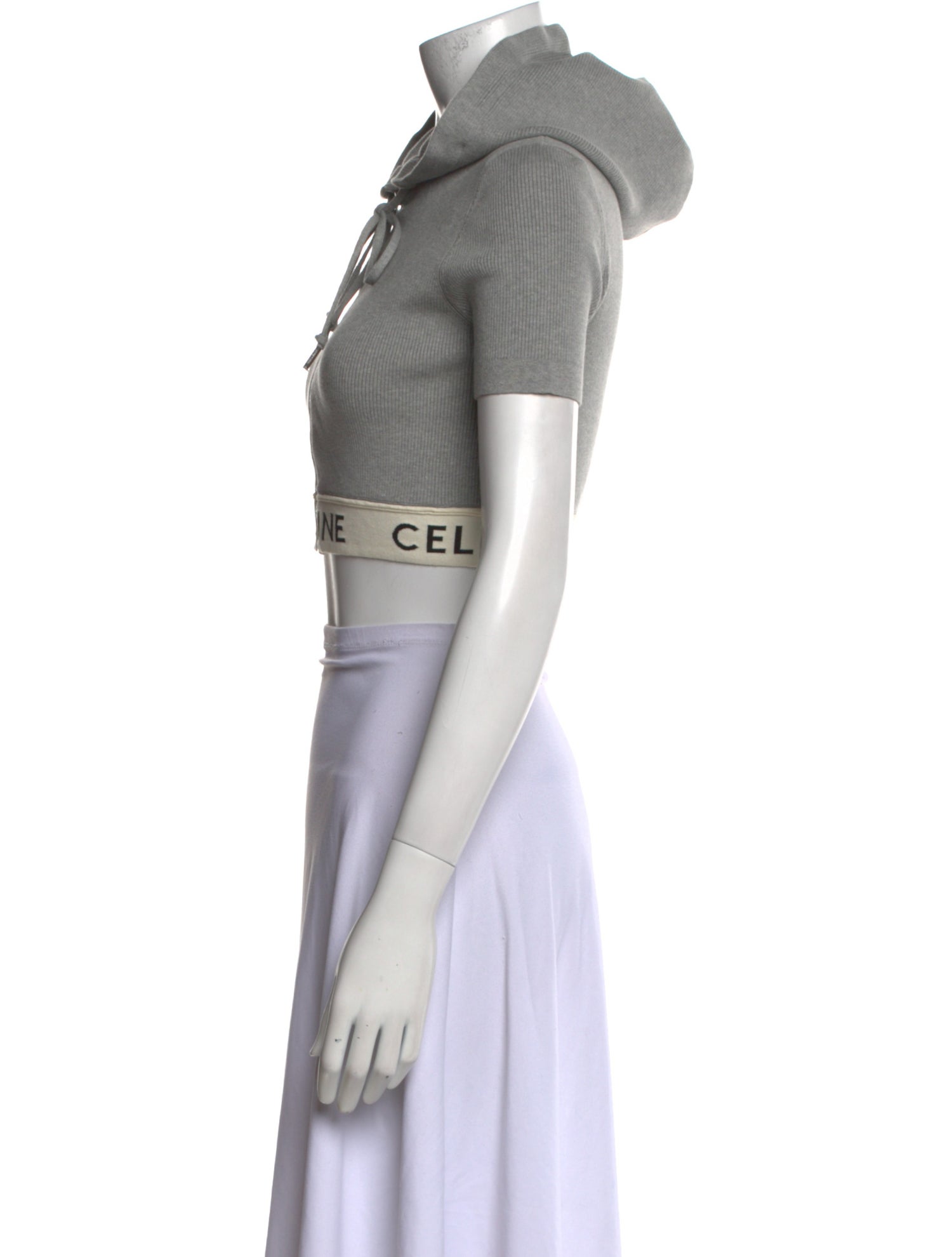 Celine Tie Neck Short Sleeve Crop Top