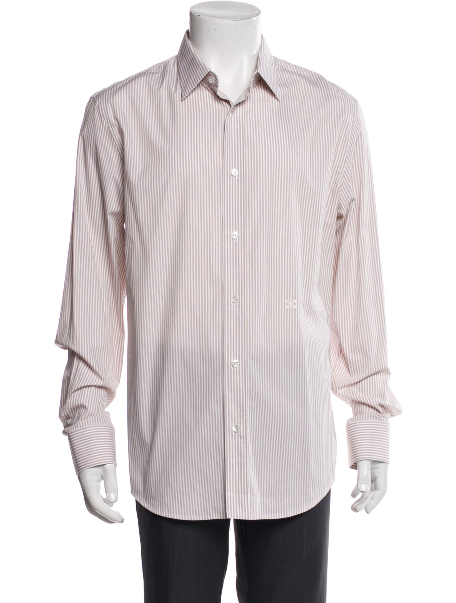 Celine Striped Long Sleeve Dress Shirt