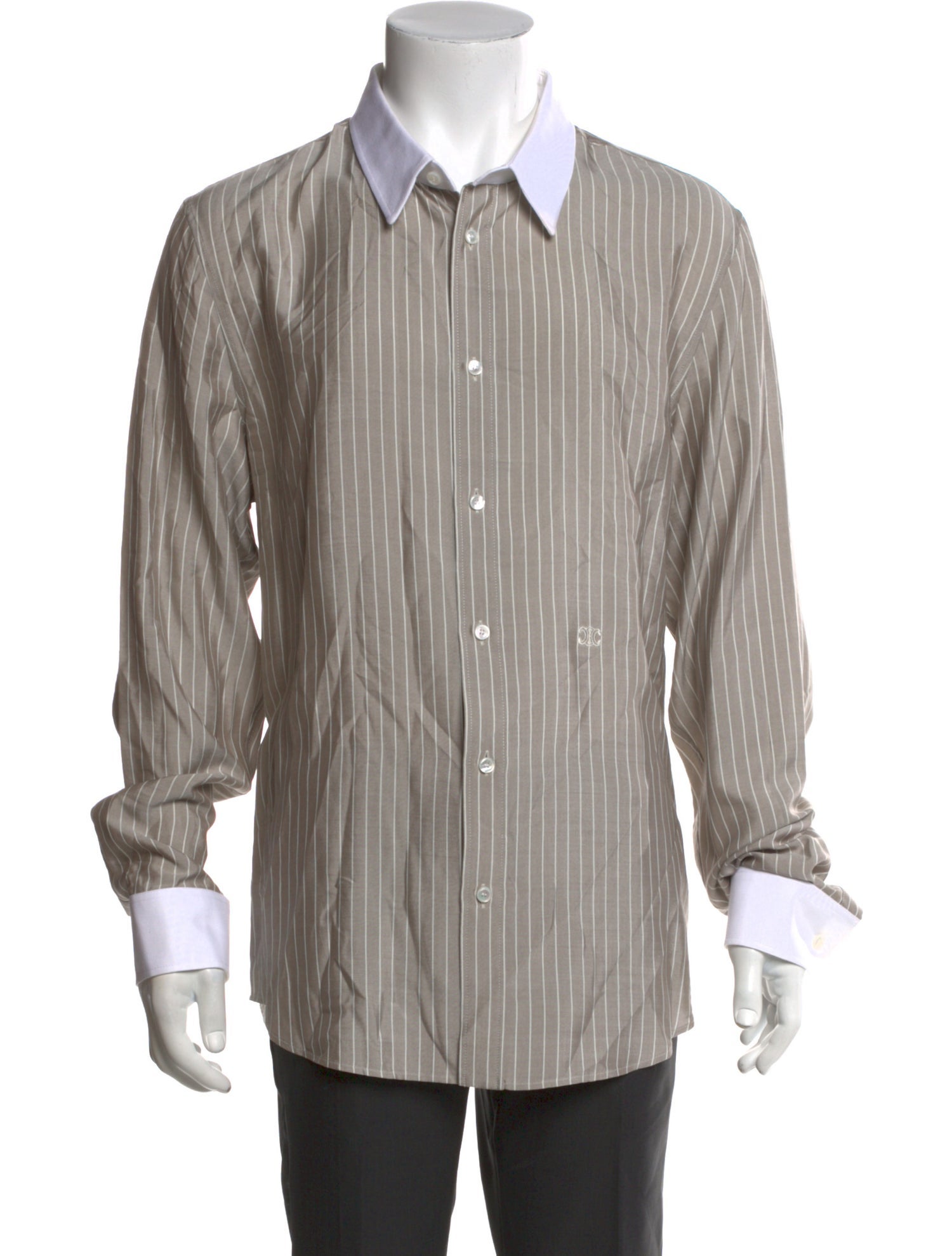 Celine Silk Striped Dress Shirt