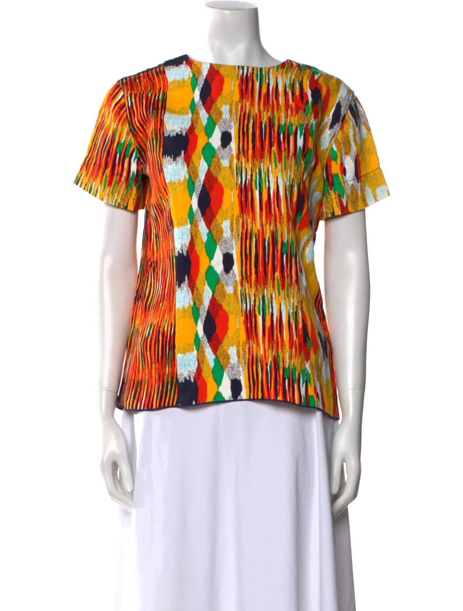 Celine Printed Bateau Neckline Blouse