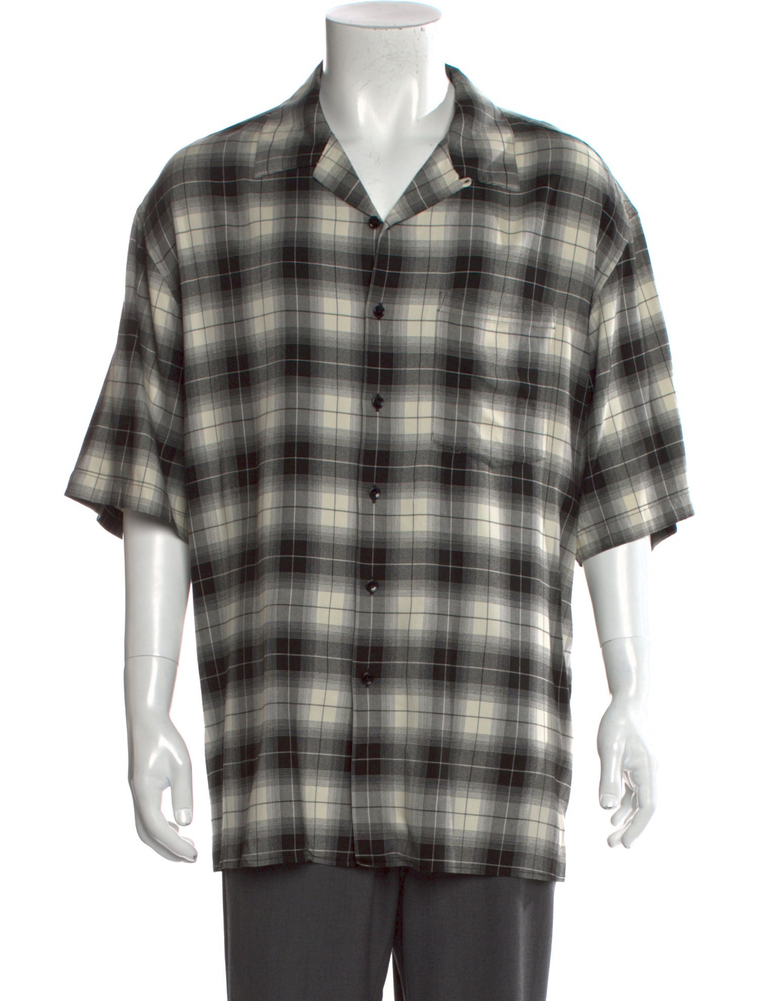 Celine Plaid Print Short Sleeve Shirt
