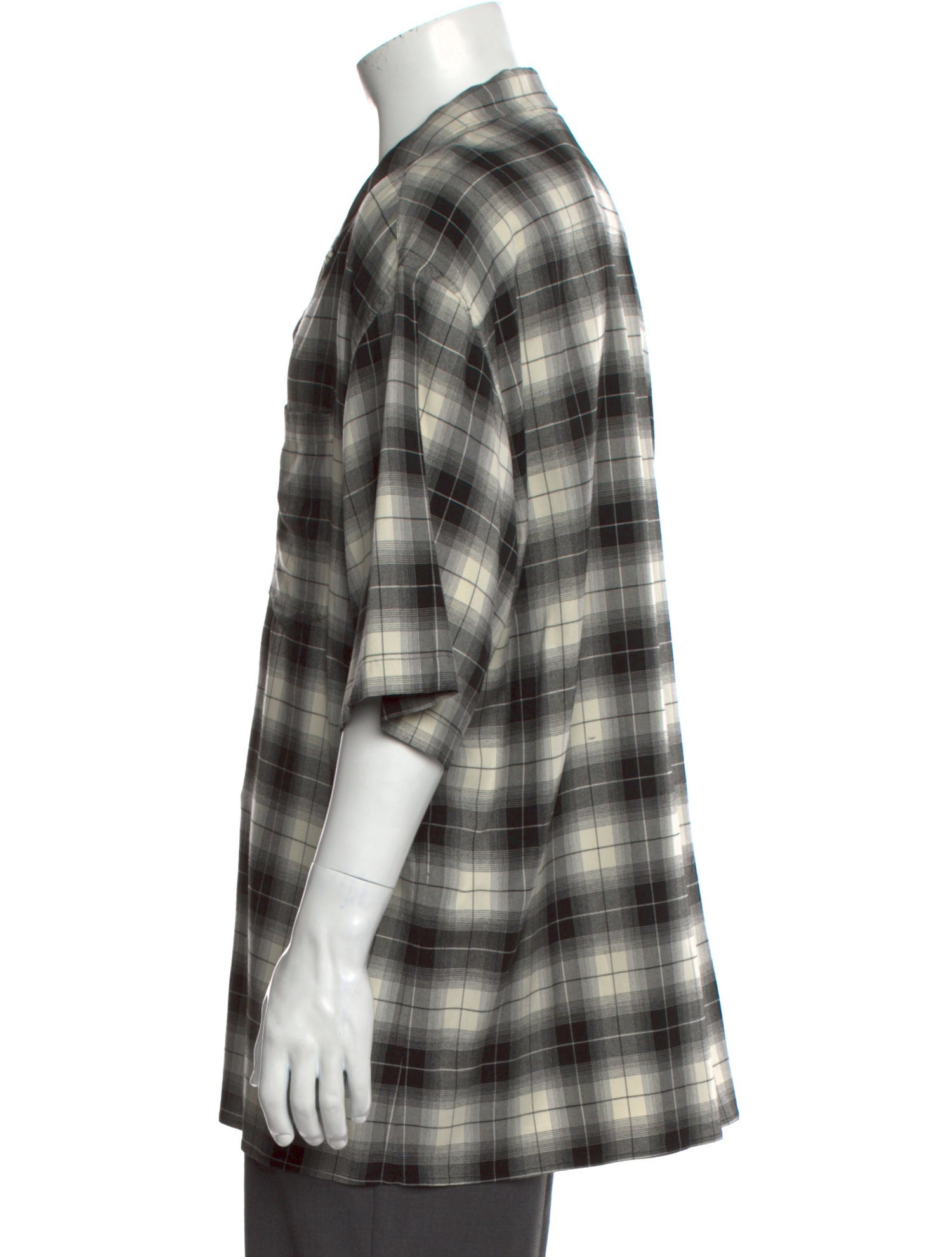 Celine Plaid Print Short Sleeve Shirt