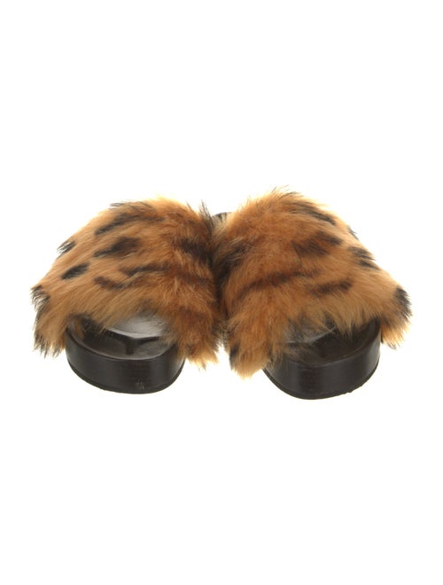 Celine Fur Animal Print Slides