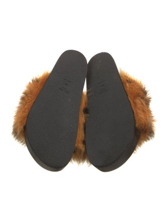 Celine Fur Animal Print Slides