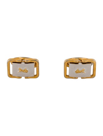 Celine Vintage Enamel Two Tone Cufflinks