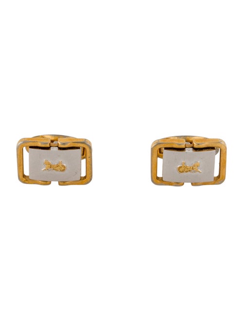 Celine Vintage Enamel Two Tone Cufflinks