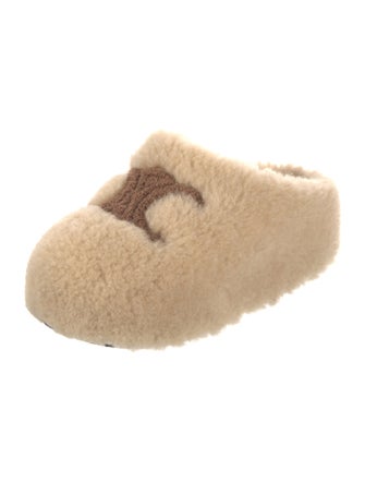 Celine Shearling Embroidered Accent Mules