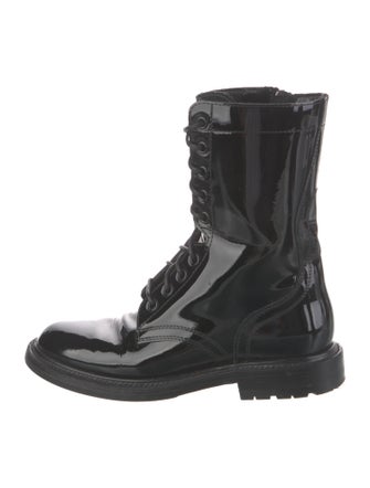 Celine Combat Patent Leather Combat Boots
