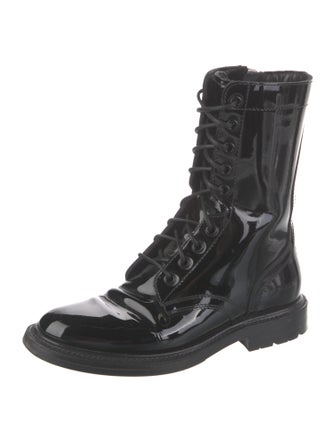 Celine Combat Patent Leather Combat Boots