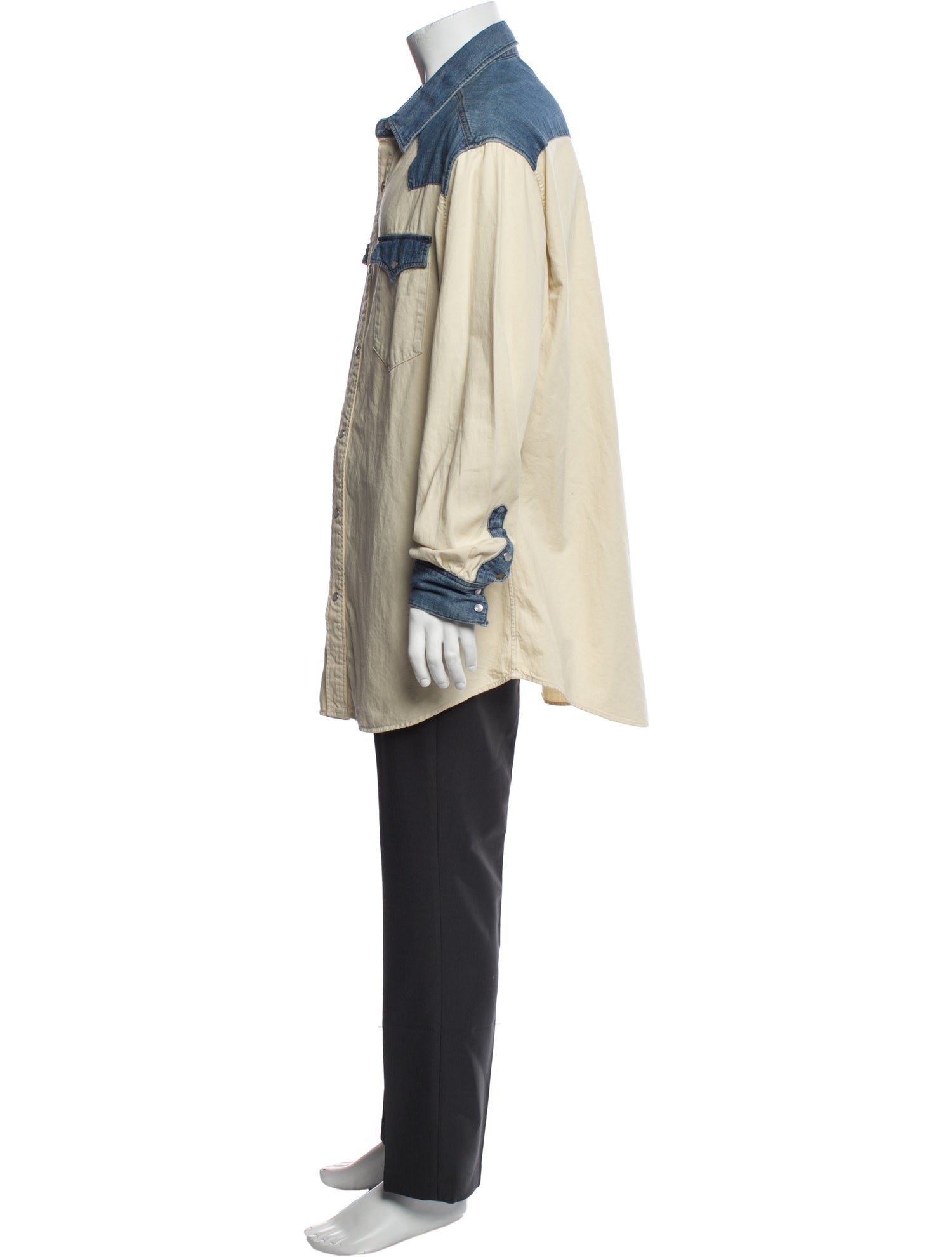 Celine Colorblock Pattern Long Sleeve Western Shirt