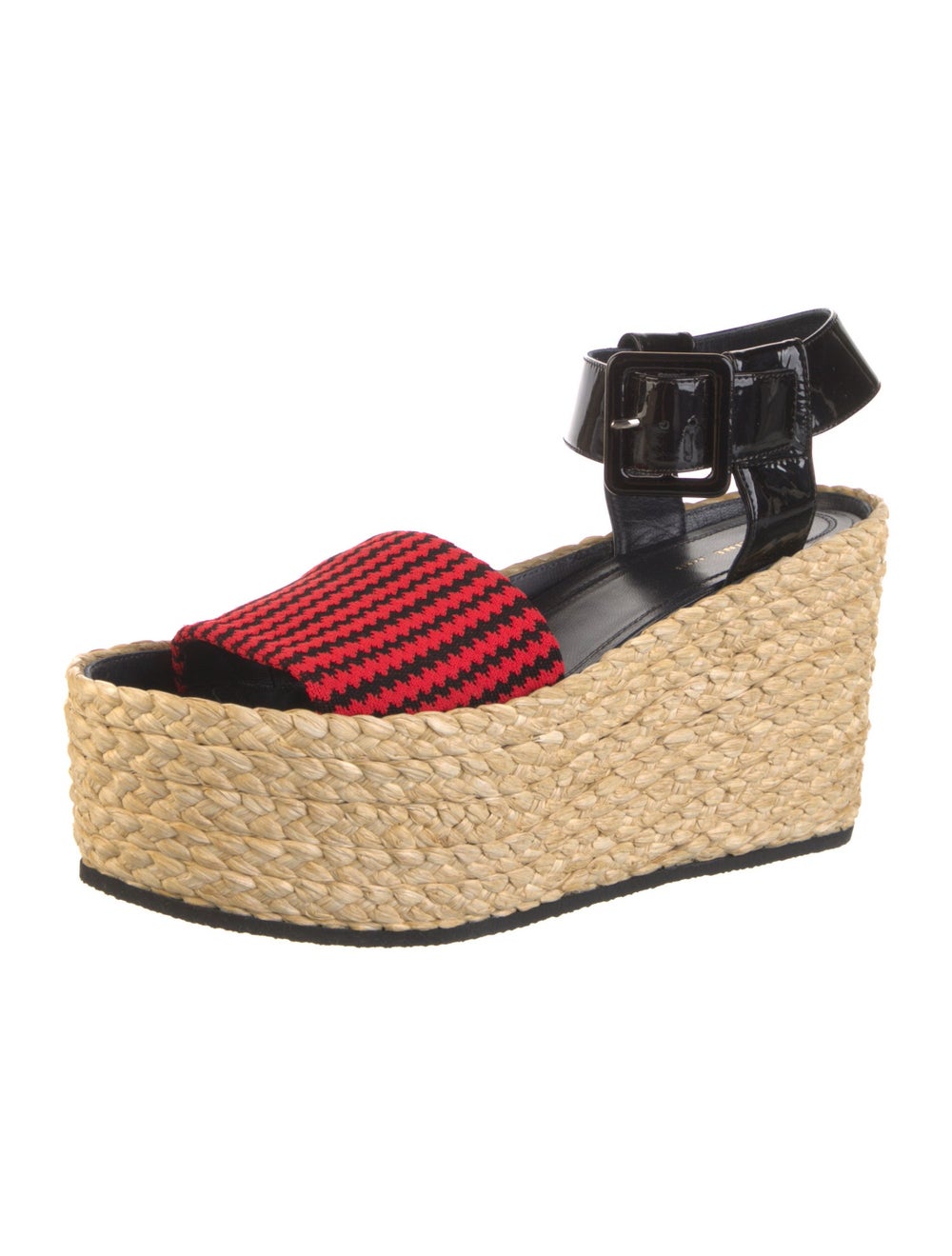 Celine Straw Espadrilles Red Patterned Platform S… - image 2