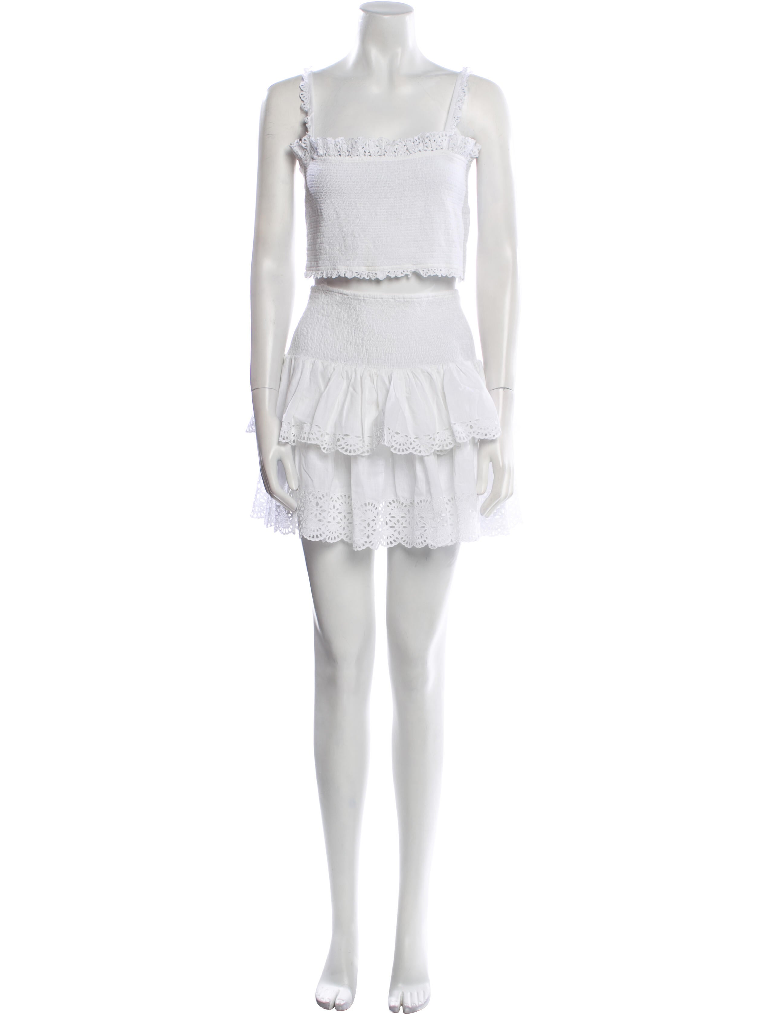 Celine Eyelet Trim Skirt Set