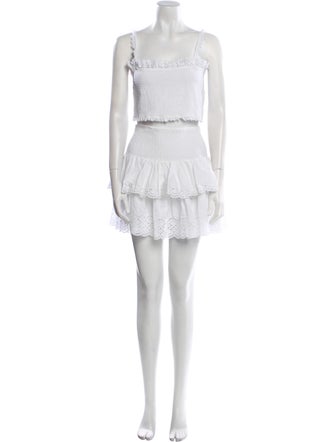 Celine Eyelet Trim Skirt Set