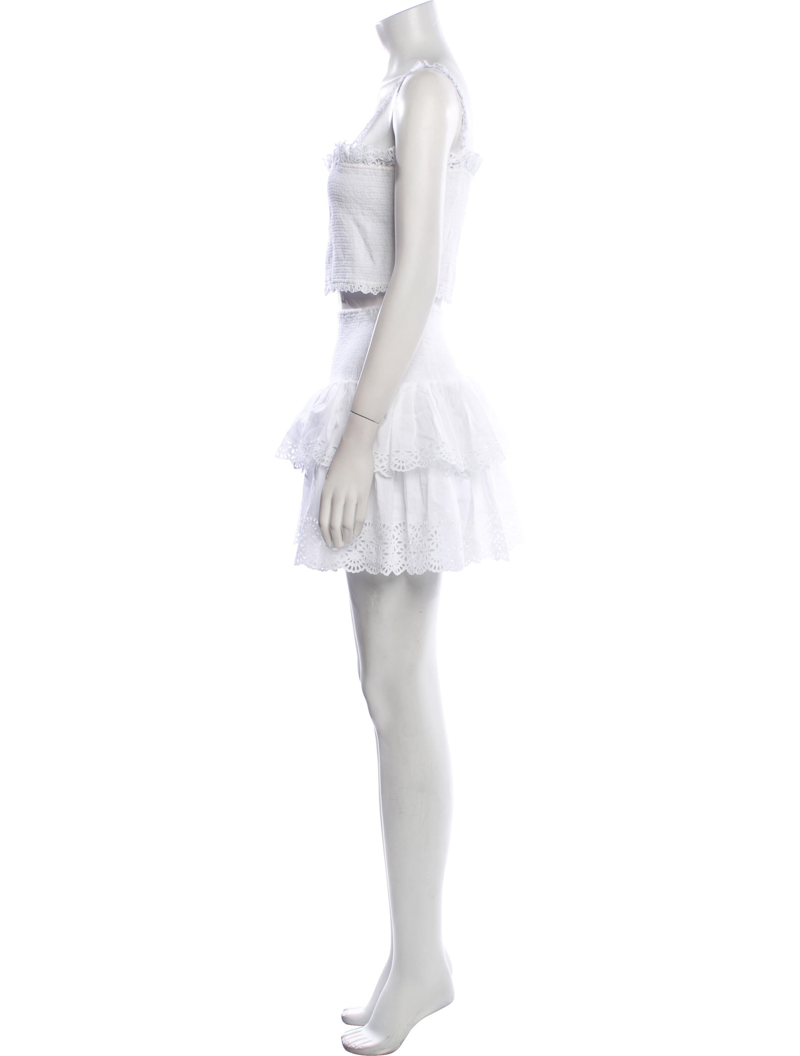 Celine Eyelet Trim Skirt Set