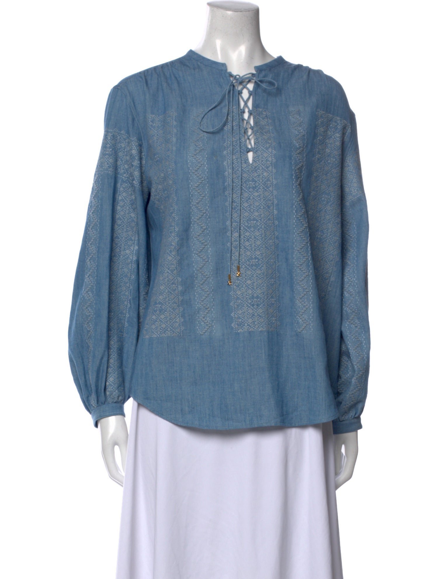 Celine Tie Neck Long Sleeve Blouse