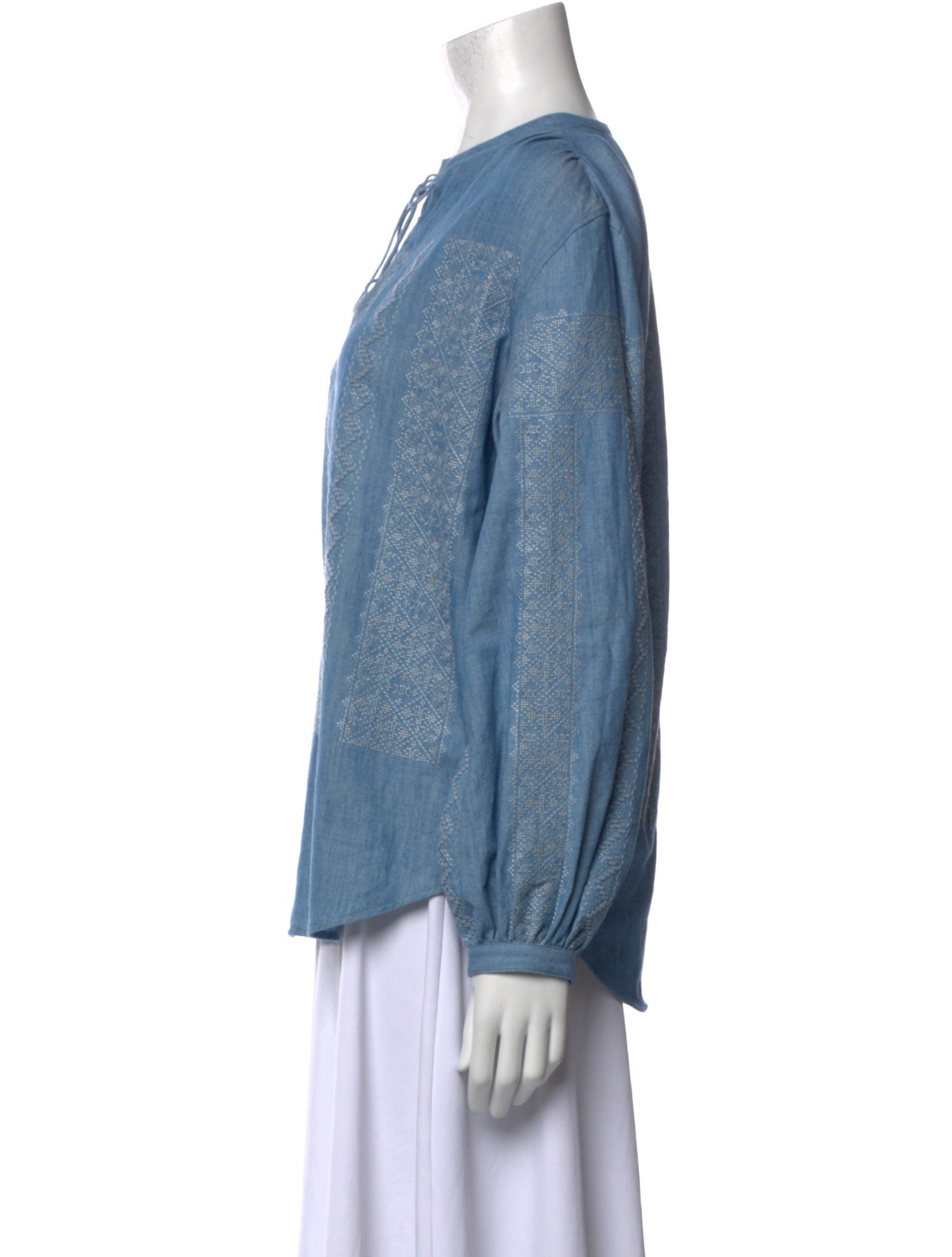 Celine Tie Neck Long Sleeve Blouse