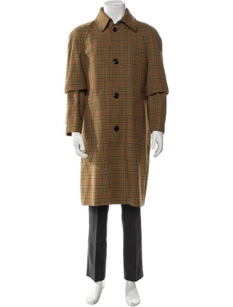 Celine Houndstooth Car Wool Trench Coat