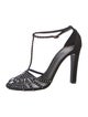 Celine Satin Crystal Embellishments T-Strap Pumps