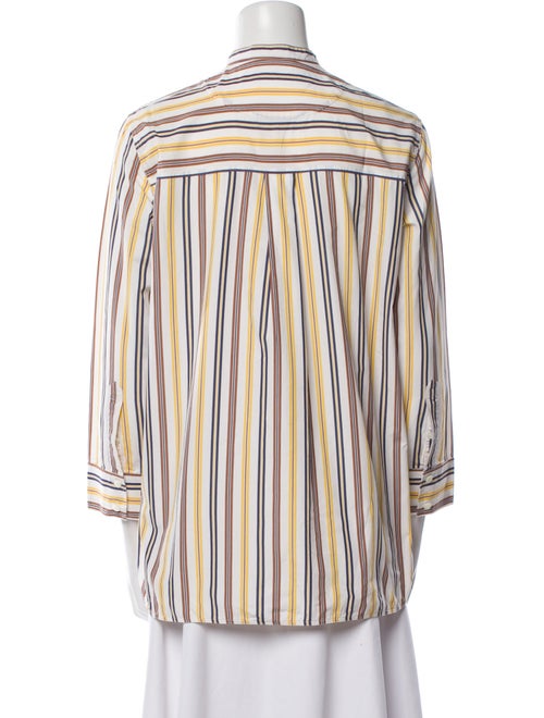 Celine Striped Mock Neck Button-Up Top