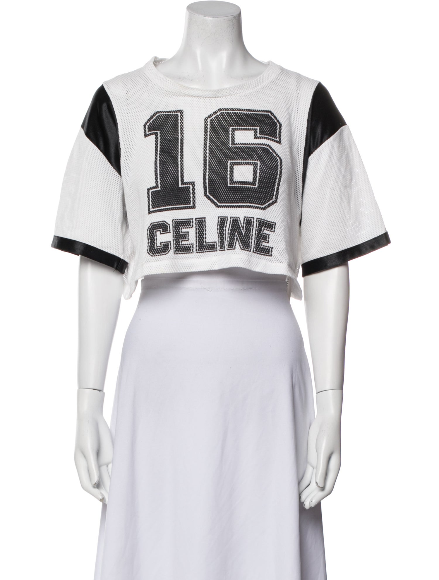 Celine Graphic Print Scoop Neck Crop Top