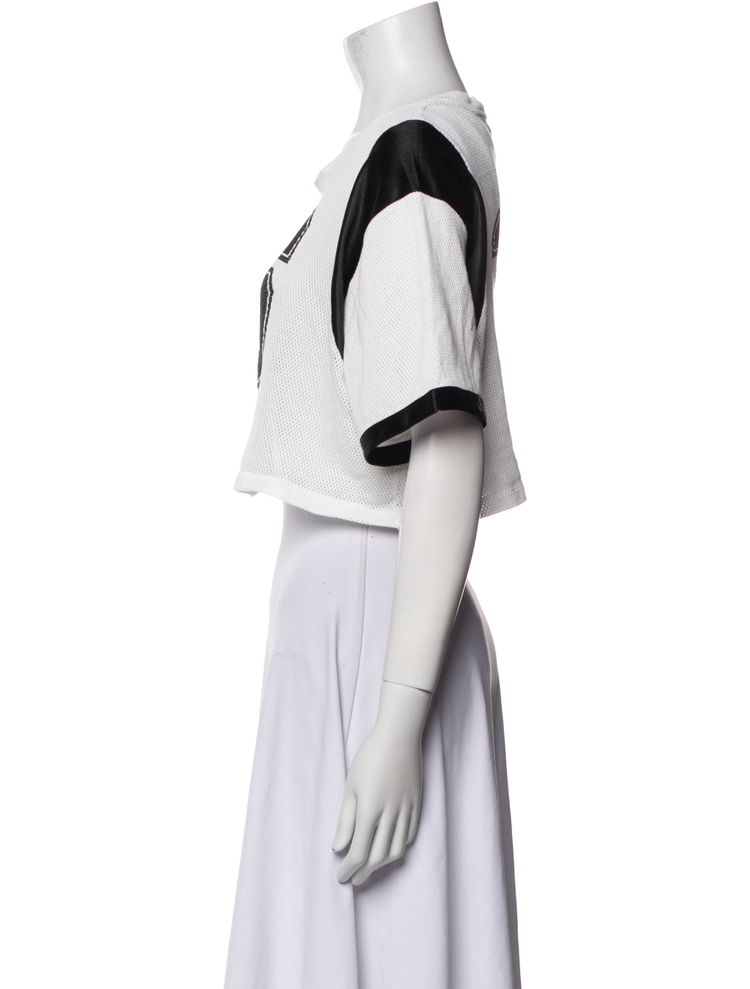 Celine Graphic Print Scoop Neck Crop Top