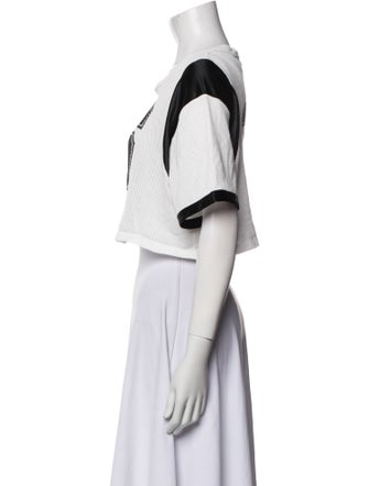 Celine Graphic Print Scoop Neck Crop Top