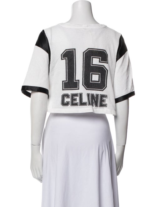 Celine Graphic Print Scoop Neck Crop Top