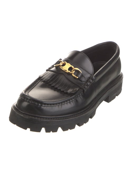 Celine Leather Fringe Trim Accent Loafers