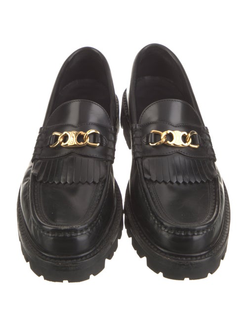 Celine Leather Fringe Trim Accent Loafers