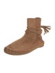 Celine Suede Whipstitch Trim Lace-Up Boots