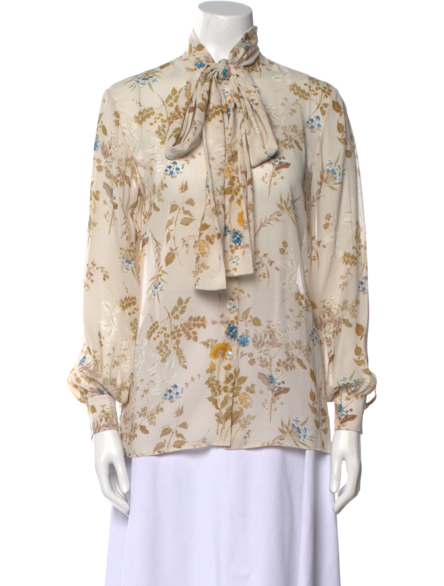 Celine Silk Floral Print Blouse