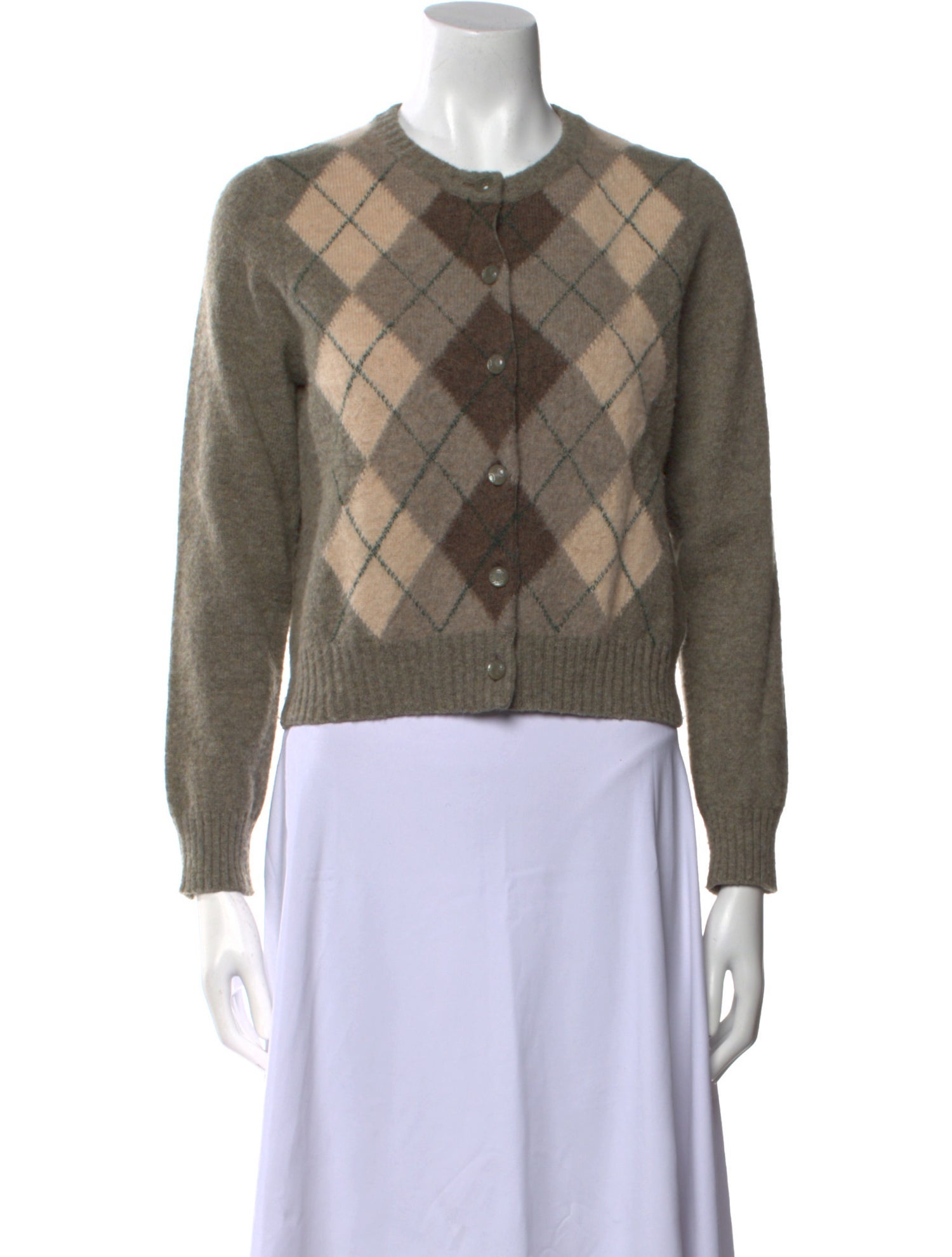 Celine Wool Plaid Print Sweater