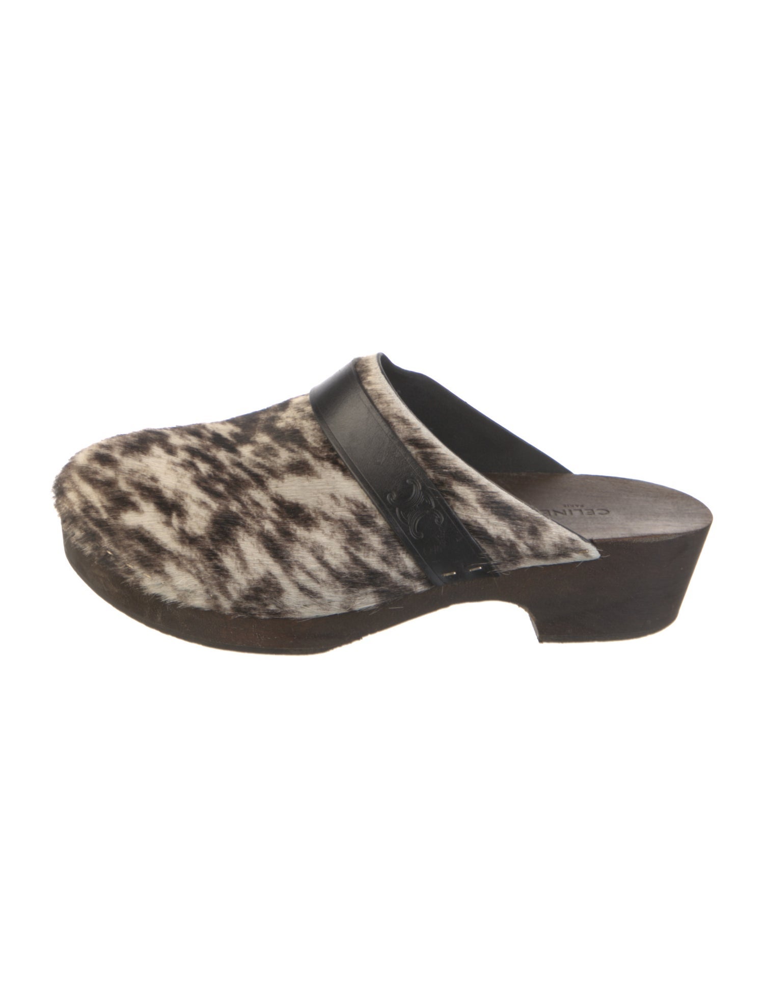 Celine Ponyhair Animal Print Mules