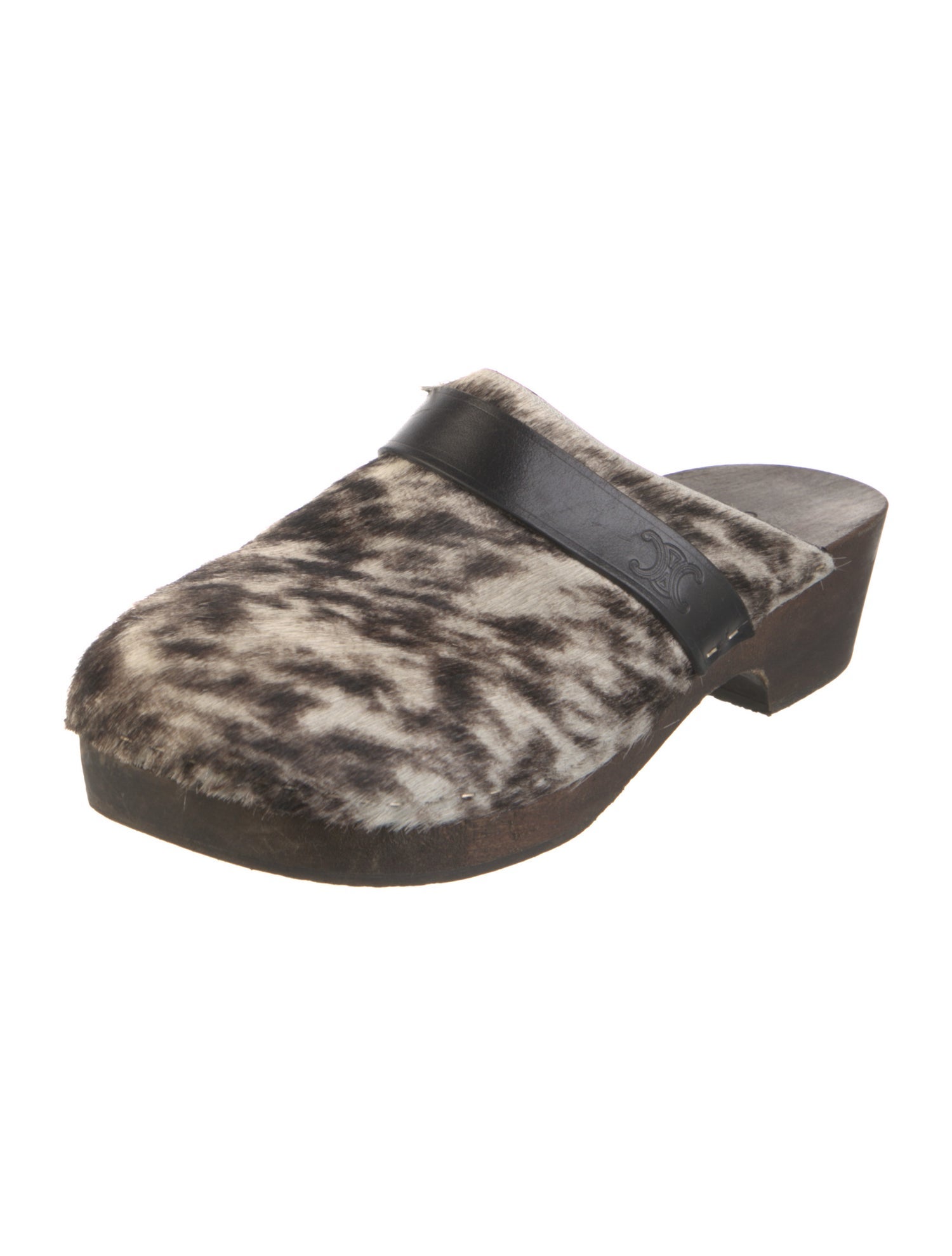 Celine Ponyhair Animal Print Mules
