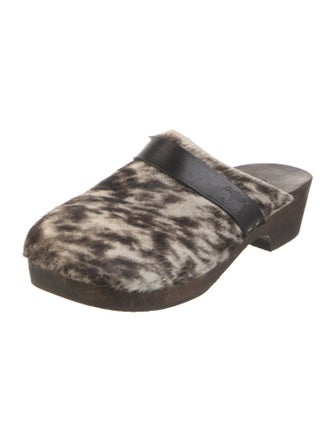 Celine Ponyhair Animal Print Mules