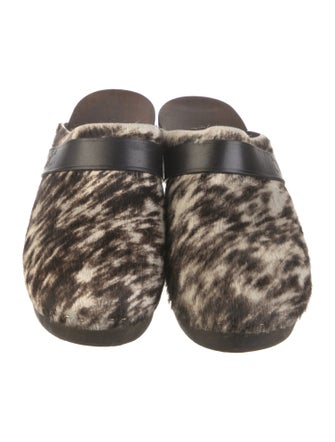 Celine Ponyhair Animal Print Mules
